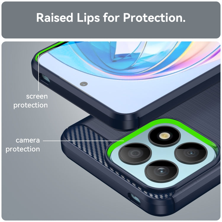 For Honor X8a Brushed Texture Carbon Fiber TPU Phone Case(Blue) by buy2fix