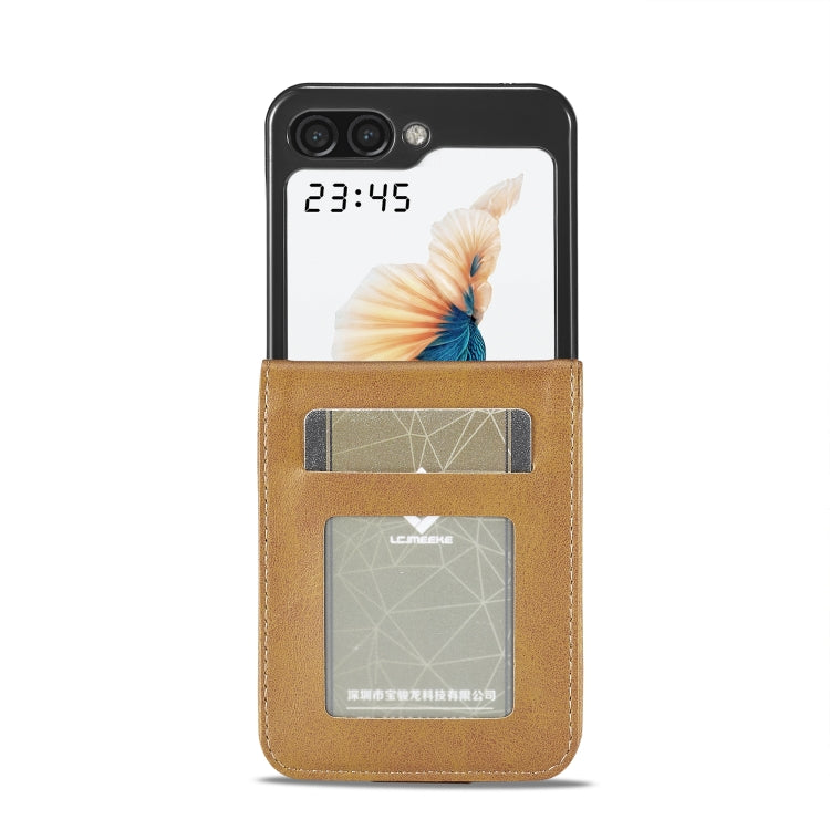 For Samsung Galaxy Z Flip5 5G LC.IMEEKE Calf Texture Leather Phone Case(Brown) by LC.IMEEKE