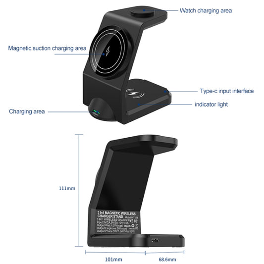 WT-158 MagSafe Magnetic Multi in One Wireless Charger by buy2fix