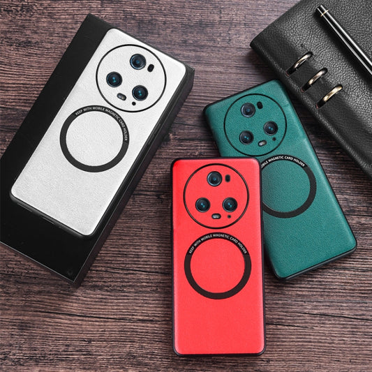 For Honor Magic5 Pro Cloth Texture PU MagSafe Magnetic Phone Case(Green) by buy2fix