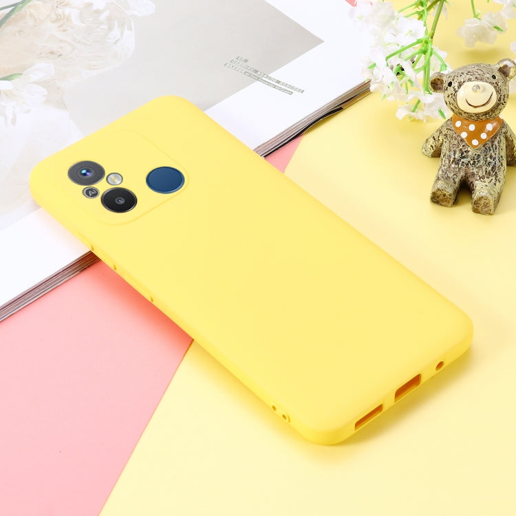 For Xiaomi Redmi 12C / 11A / Poco C55 Pure Color Liquid Silicone Shockproof Phone Case(Yellow) by buy2fix