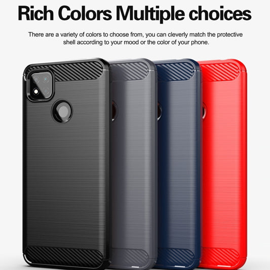 For Xiaomi Redmi 9C NFC Brushed Texture Carbon Fiber TPU Phone Case(Blue) by buy2fix