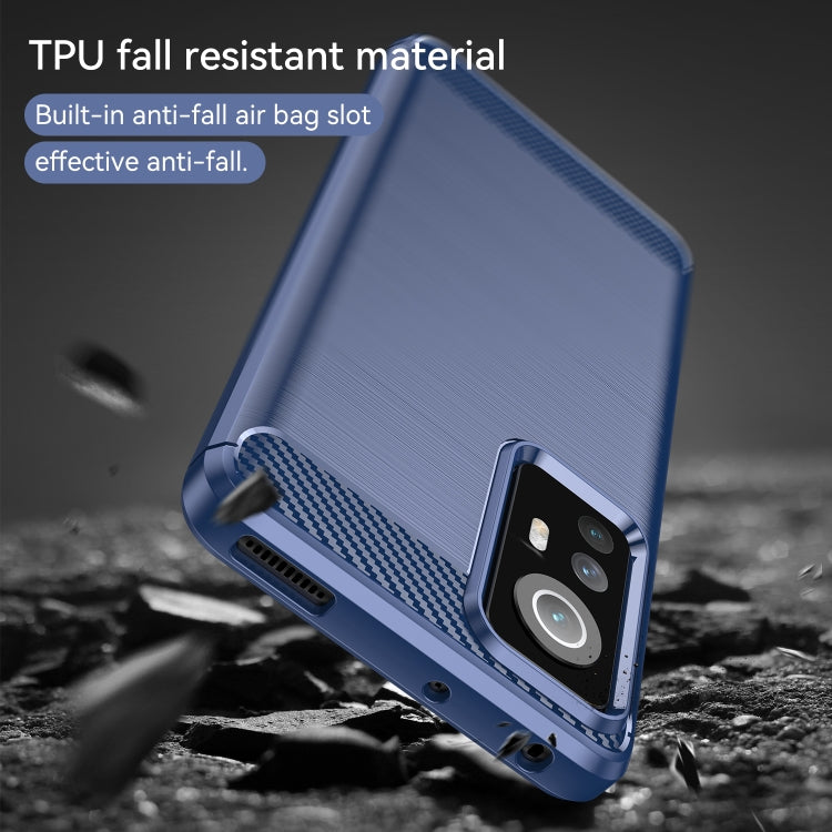 For Xiaomi 12X Brushed Texture Carbon Fiber TPU Phone Case(Blue) by buy2fix
