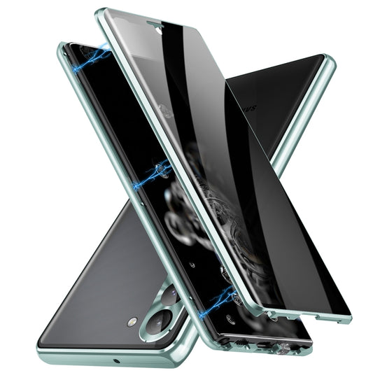 For Samsung Galaxy S23 5G Privacy Full Cover Magnetic Metal Tempered Glass Phone Case(Green) by buy2fix