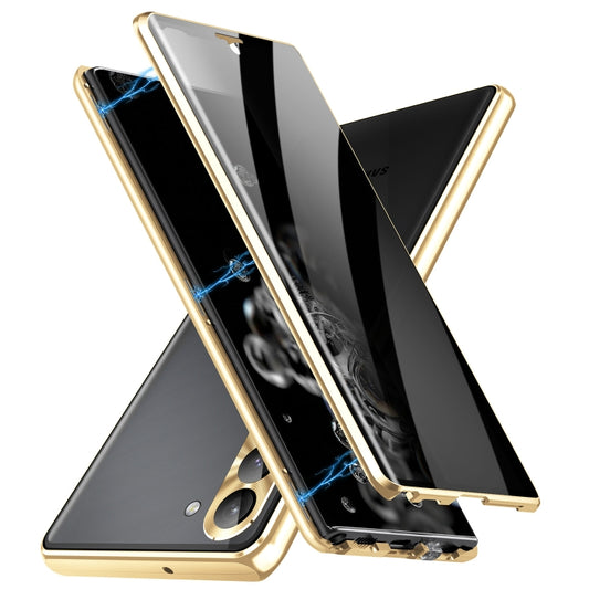 For Samsung Galaxy S23+ 5G Privacy Full Cover Magnetic Metal Tempered Glass Phone Case(Gold) by buy2fix