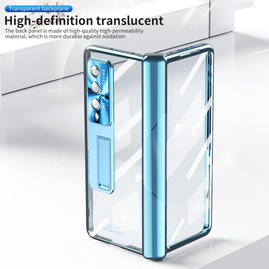 For Samsung Galaxy Z Fold4 5G Magnetic Hinges Plating Phone Case with Holder(Blue) by buy2fix