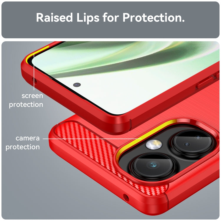 For OnePlus Nord CE 3 Brushed Texture Carbon Fiber TPU Phone Case(Red) by buy2fix