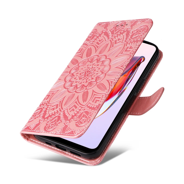 For Xiaomi Redmi 11A 4G/12C Embossed Sunflower Leather Phone Case(Rose Gold) by buy2fix
