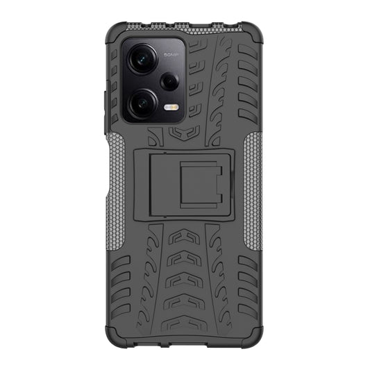 For Xiaomi Redmi Note 12 Pro 5G Tire Texture TPU + PC Phone Case with Holder(Black) by buy2fix