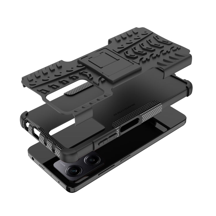 For Xiaomi Redmi Note 12 Pro 5G Tire Texture TPU + PC Phone Case with Holder(Black) by buy2fix
