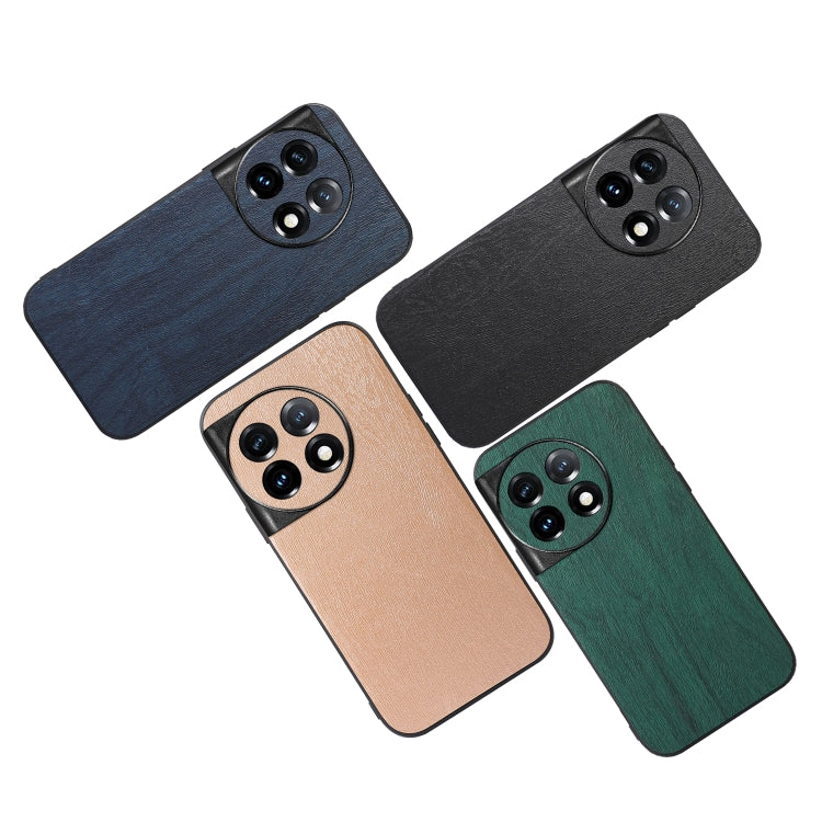 For OnePlus 11R/Ace 2 Wood Texture PU Phone Case(Blue) by buy2fix