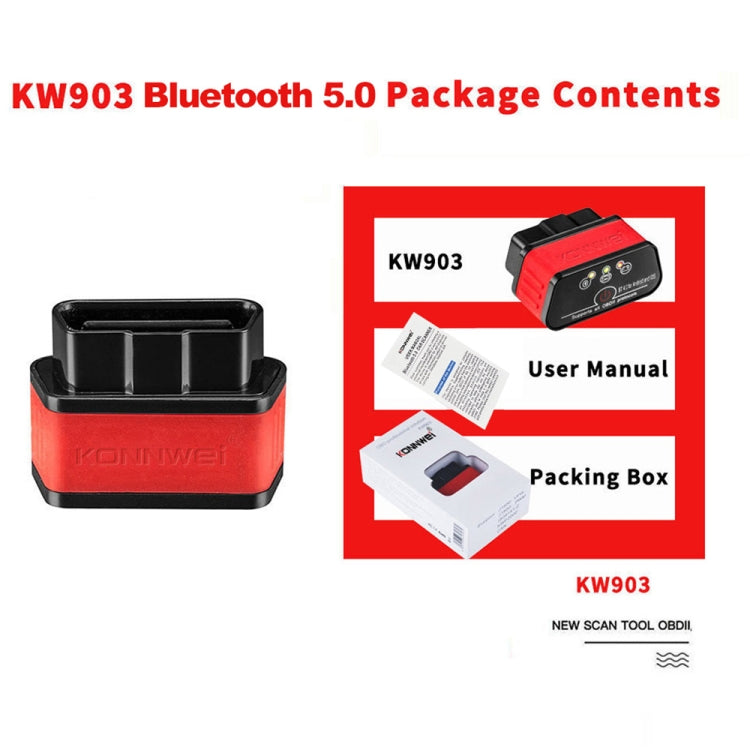 KONNWEI KW903 Bluetooth 5.0 OBD2 Car Fault Diagnostic Scan Tools Support IOS / Android(Black) by KONNWEI