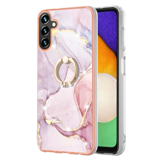 For Samsung Galaxy A54 5G Electroplating Marble IMD TPU Phone Case with Ring Holder(Rose Gold 005) by buy2fix