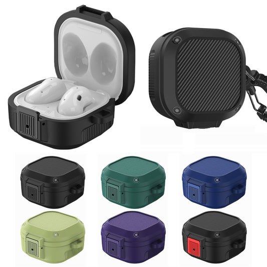 Wireless Earphones Silicone Case with Switch & Carabiner for Samsung Galaxy Buds Live / Buds2 / Buds Pro / Buds2 Pro(Army Green) by buy2fix