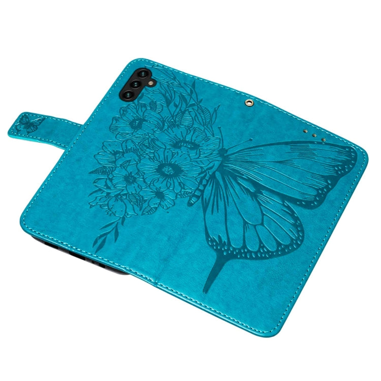 For Samsung Galaxy A34 5G Embossed Butterfly Leather Phone Case(Blue) by buy2fix