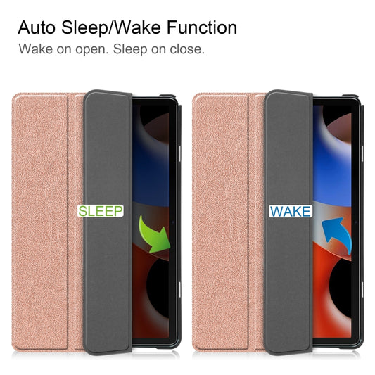 For Blackview Oscal Pad 10 Custer Pure Color 3-Fold Holder Smart Leather Tablet Case(Rose Gold) by buy2fix