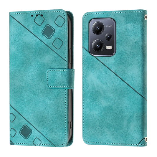 For Xiaomi Poco X5 5G Skin-feel Embossed Leather Phone Case(Green) by buy2fix