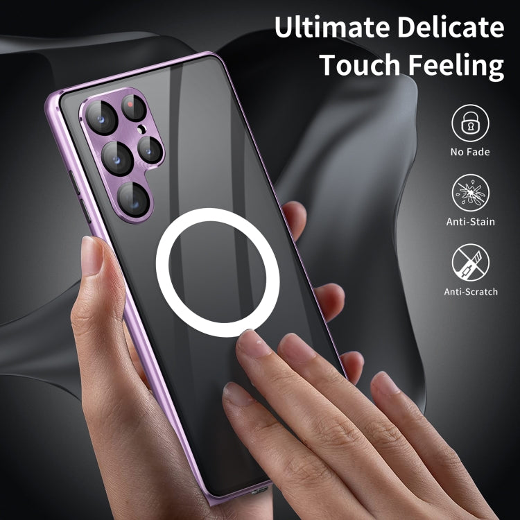 For Samsung Galaxy S23 5G HD Full Cover Magsafe Magnetic Metal Tempered Glass Phone Case(Purple) by buy2fix