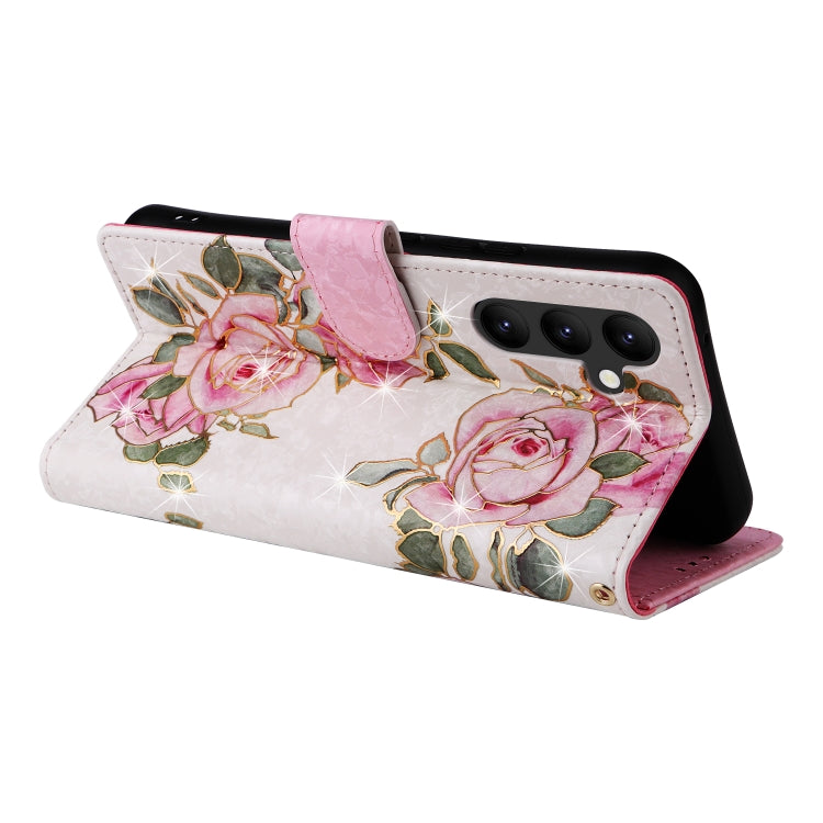For Samsung Galaxy A34 5G Bronzing Painting RFID Leather Phone Case(Rose Flower) by buy2fix