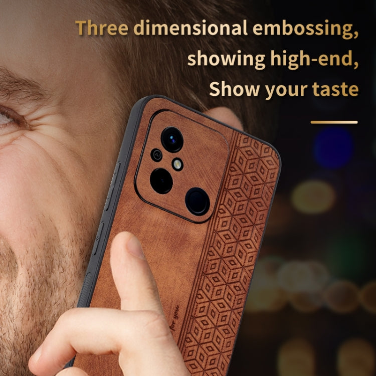 For Xiaomi Poco C55 / Redmi 12C / 11A AZNS 3D Embossed Skin Feel Phone Case(Brown) by AZNS