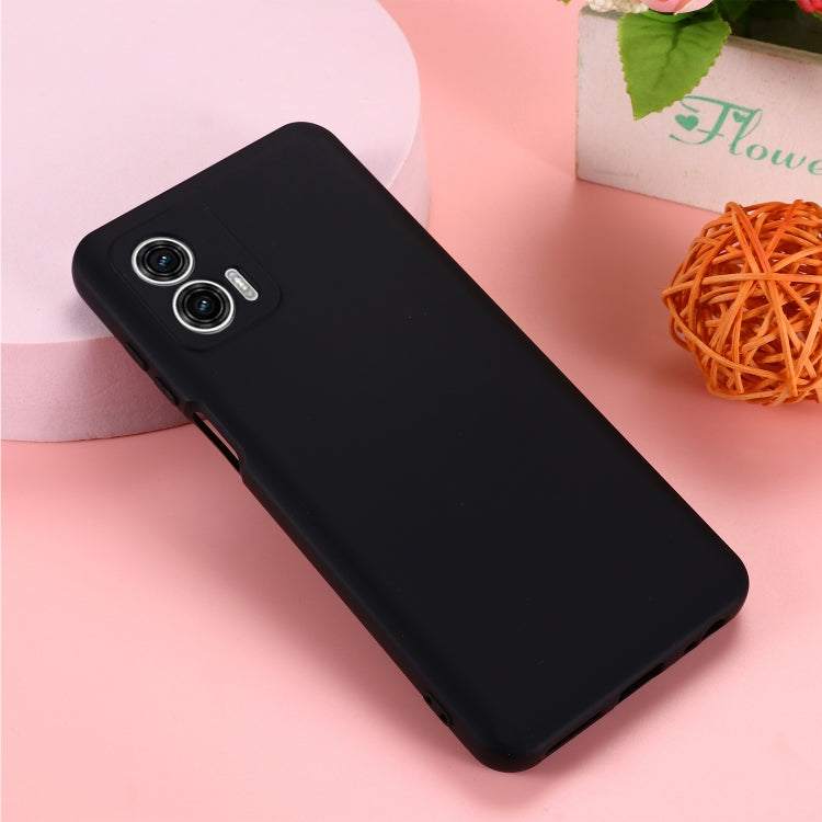For Motorola Moto G73 Pure Color Liquid Silicone Shockproof Phone Case(Black) by buy2fix