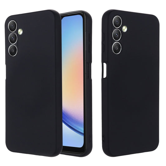 For Samsung Galaxy A24 4G Pure Color Liquid Silicone Shockproof Phone Case(Black) by buy2fix