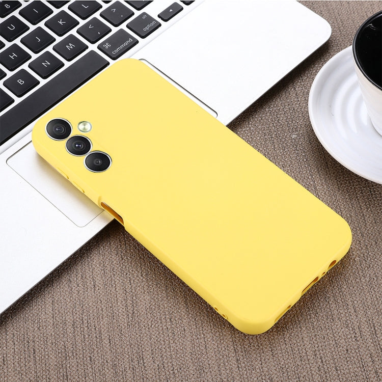For Samsung Galaxy A24 4G Pure Color Liquid Silicone Shockproof Phone Case(Yellow) by buy2fix