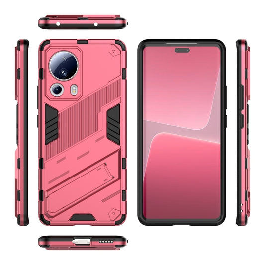For Xiaomi 13 Lite Punk Armor 2 in 1 PC + TPU Shockproof Phone Case with Holder(Rose Red) by buy2fix