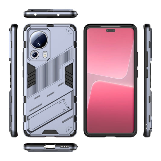 For Xiaomi 13 Lite Punk Armor 2 in 1 PC + TPU Shockproof Phone Case with Holder(Grey) by buy2fix