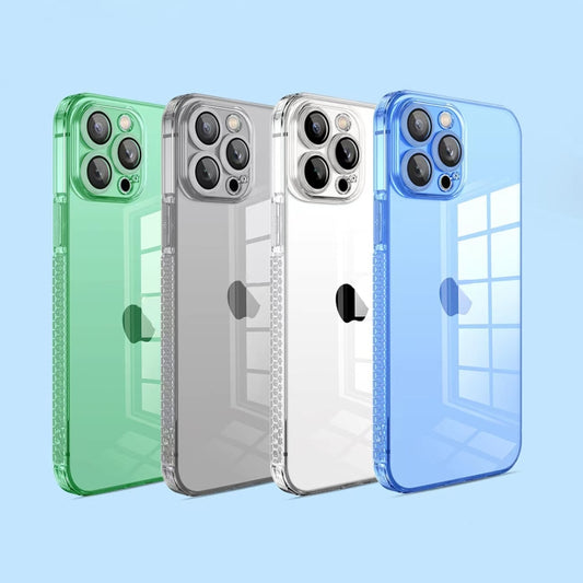For iPhone 12 Pro Straight Edge Shockproof Anti-skid TPU Phone Case(Blue) by buy2fix