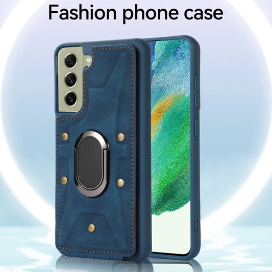 For Samsung Galaxy S21+ 5G Armor Ring Wallet Back Cover Phone Case(Blue) by buy2fix