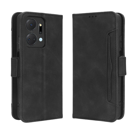 For Honor X7a Skin Feel Calf Texture Card Slots Leather Phone Case(Black) by buy2fix