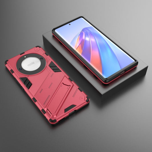 For Honor X9a/X40 5G/Magic5 Lite Punk Armor PC + TPU Phone Case with Holder(Light Red) by buy2fix
