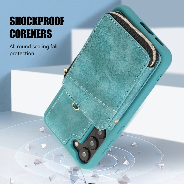 For Samsung Galaxy S23 5G Zipper Card Bag Back Cover Phone Case(Turquoise) by buy2fix