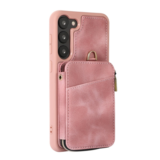 For Samsung Galaxy S23+ 5G Zipper Card Bag Back Cover Phone Case(Pink) by buy2fix