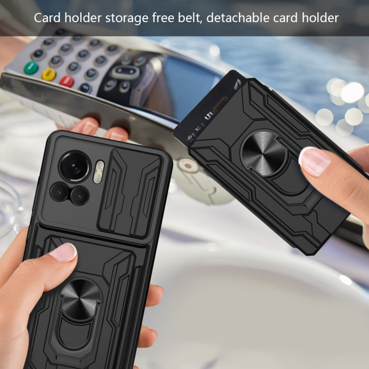 For Motorola Edge 30 Ultra 5G / Moto X30 Pro Sliding Camshield TPU+PC Phone Case with Card Slot(Black) by buy2fix