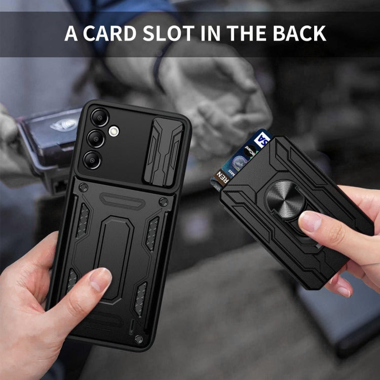 For Samsung Galaxy A14 5G / 4G Sliding Camshield TPU+PC Phone Case with Card Slot(Grey) by buy2fix