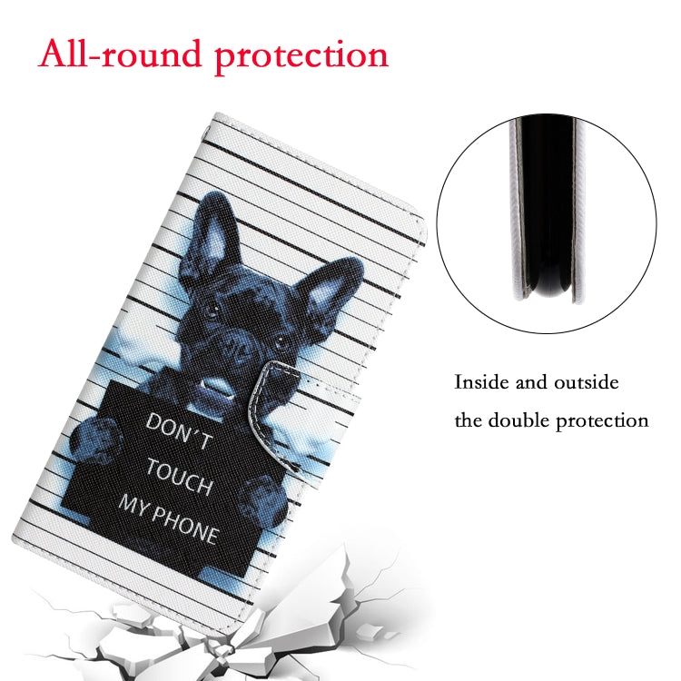 For Xiaomi Redmi 12C Colored Drawing Leather Phone Case(Black Dog) by buy2fix
