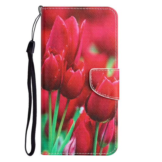For Xiaomi Redmi 12C Colored Drawing Leather Phone Case(Tulips) by buy2fix