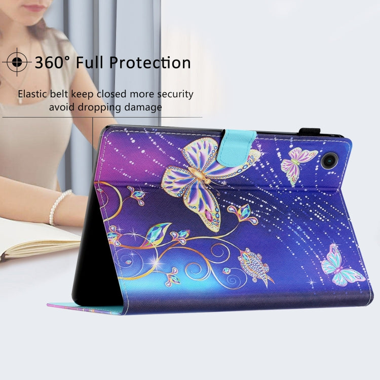 For Lenovo M10 Plus X606F Coloured Drawing Stitching Smart Leather Tablet Case(Butterfly) by buy2fix