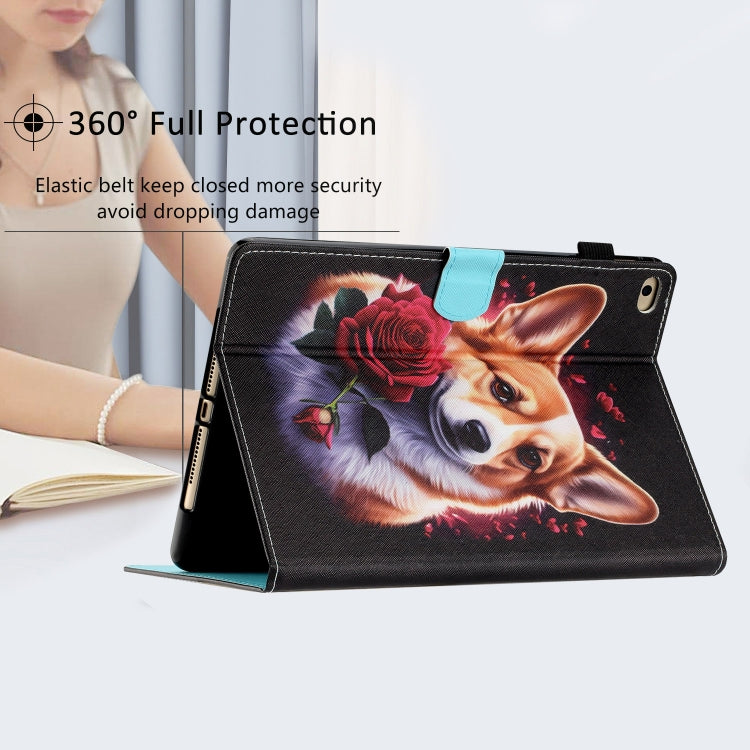 For iPad 9.7 2017&2018/Air 2/Air Coloured Drawing Stitching Smart Leather Tablet Case(Corgi) by buy2fix