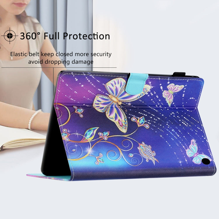 For Amazon Fire 7 2022 Coloured Drawing Stitching Smart Leather Tablet Case(Butterfly) by buy2fix
