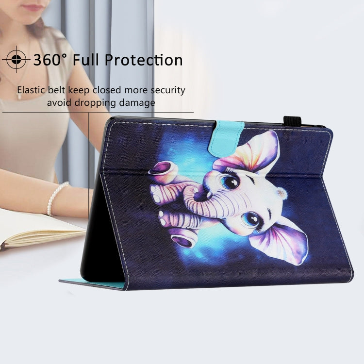 For Amazon Kindle Youth Ver.2022 Coloured Drawing Stitching Smart Leather Tablet Case(Elephant) by buy2fix