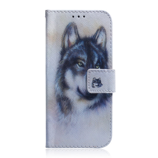 For TCL 408 Coloured Drawing Flip Leather Phone Case(White Wolf) by buy2fix