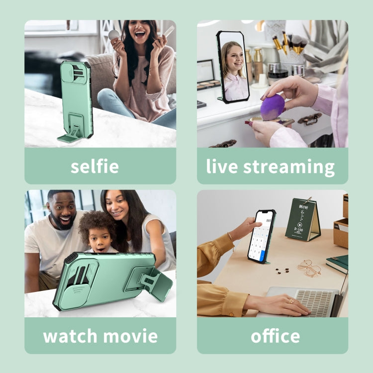 For Xiaomi Redmi Note 12 5G / Poco X5 Stereoscopic Holder Sliding Camshield Phone Case(Light Blue) by buy2fix