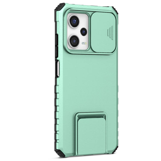For Xiaomi Redmi Note 12 Pro 5G / Poco X5 Pro Stereoscopic Holder Sliding Camshield Phone Case(Light Blue) by buy2fix