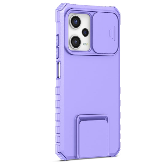 For Xiaomi Redmi Note 12 Pro 5G / Poco X5 Pro Stereoscopic Holder Sliding Camshield Phone Case(Purple) by buy2fix