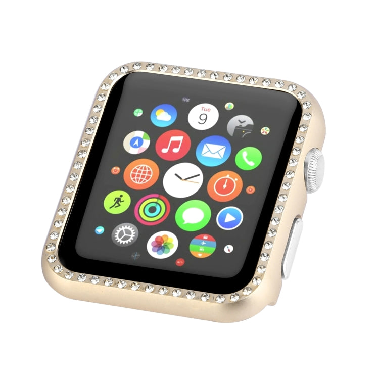For Apple Watch Series 9 / 8 / 7 41mm Aluminum Alloy Diamond Watch Protective Case(Gold) by buy2fix