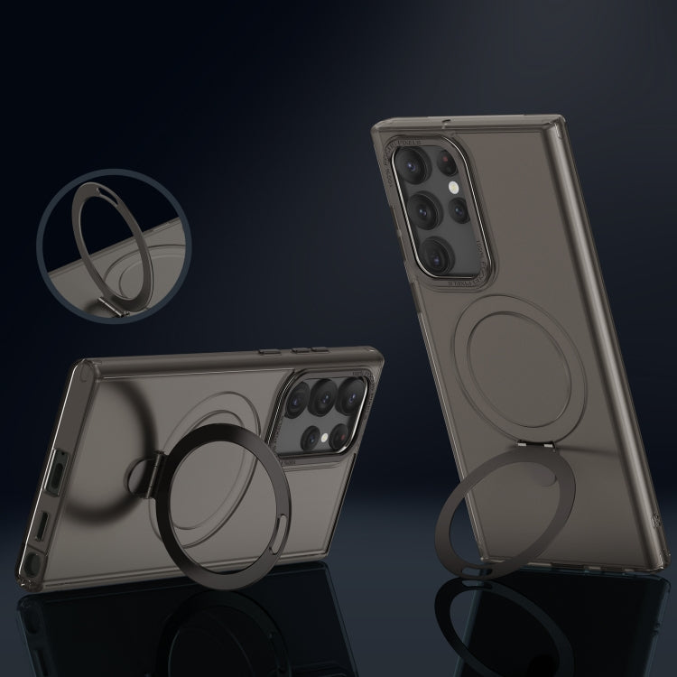 For Samsung Galaxy S22 Ultra 5G LK 3 in 1 MagSafe Magnetic Holder Phone Case(Black) by buy2fix