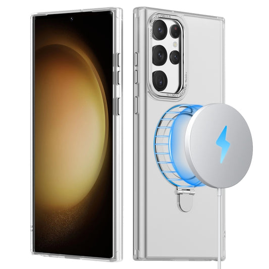 For Samsung Galaxy S22 Ultra 5G LK 3 in 1 MagSafe Magnetic Holder Phone Case(White) by buy2fix